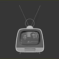 Vintage Red Electronic TV Appliance Featuring Antenna And Screen