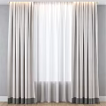 Simple Modern Double Layer Beige Curtains With White Sheer For Window Decoration