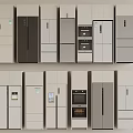 Modern Refrigerator Cabinet Single Open Refrigerator Double Open Refrigerator Built-in Oven 3d model