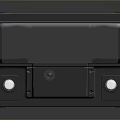 Car Battery With Black Body Two White Top Caps On Black Background With Reflection