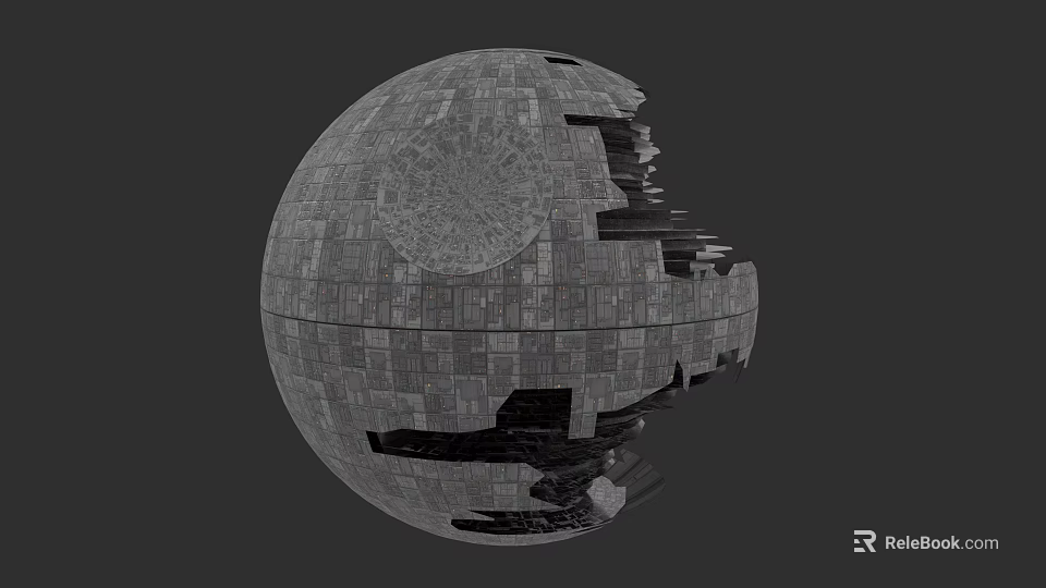 3D Rendered Futuristic Spherical Structure With Damaged Surface And Detailed SciFi Design 3d model 
