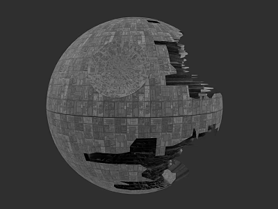 3D Rendered Futuristic Spherical Structure With Damaged Surface And Detailed SciFi Design 3d model