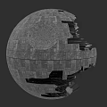 3D Rendered Futuristic Spherical Structure With Damaged Surface And Detailed SciFi Design