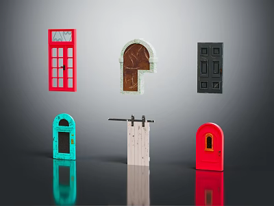 Various Decorative Doors In Different Styles And Colors For Home Decor 3d model