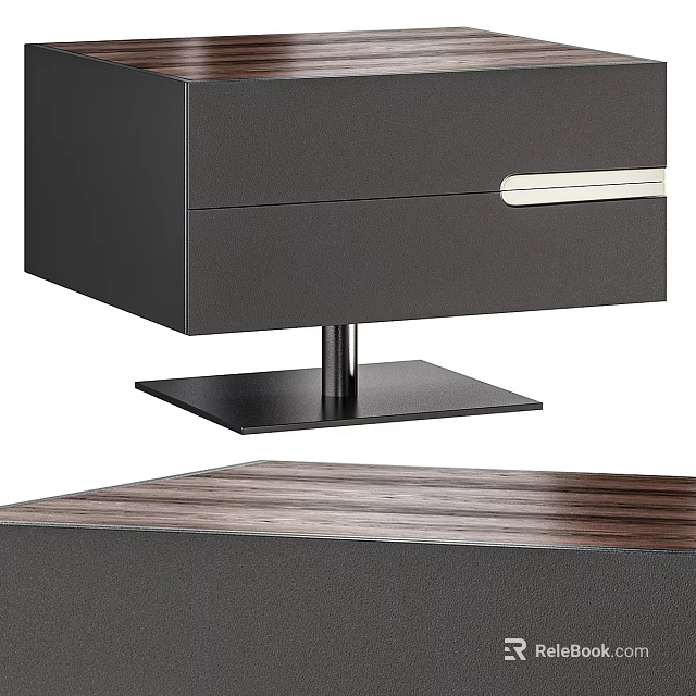 Modern Bedside Table With Drawer And Metal Base For Bedroom Decor 3d model