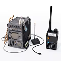 Vintage Audio Headphones And Speaker Set With Retro Antenna And Design