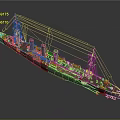 Vintage Warship With Multiple Smokestacks Gray Red Hull And Detailed Structure