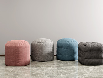 Modern sofa stool round stool square stool combination 3d model