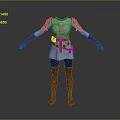 Medieval Costume With Silver Armor White Tunic Brown Belt And Red Boots