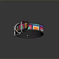 Colorful Woven Pet Collar With Geometric Patterns And Silver Metal Buckle Design