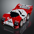 Red and White Race Car with Marlboro Shell Logos Number 11 and Large Rear Wing