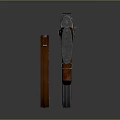 Assault Rifle With Wooden Stock And Silver Metal Components 3D Rendered