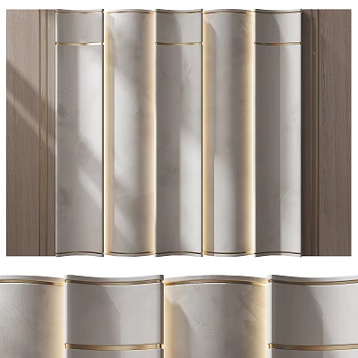 Modern Marble Room Divider With Multi Panel Design And Wooden Frame Lighting 3d model