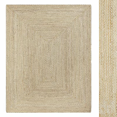 Square Woven Rug With Neutral Beige Color For Living Room Home Decor 3d model