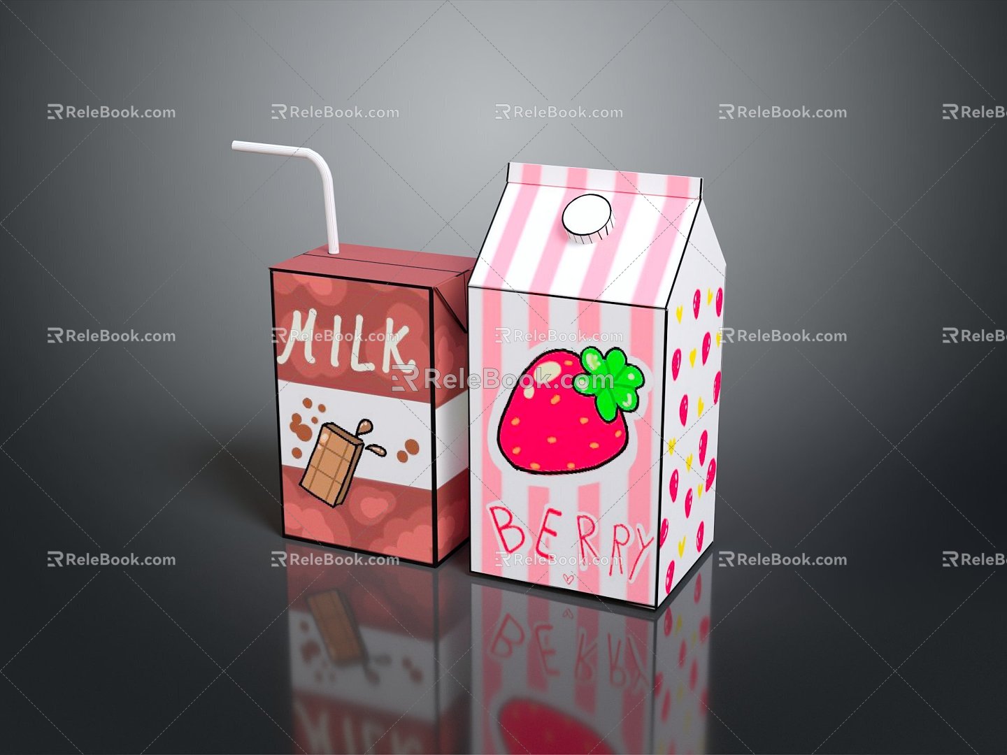 Modern Milk Bright Milk Breakfast Milk Paper Bag Milk 3d model