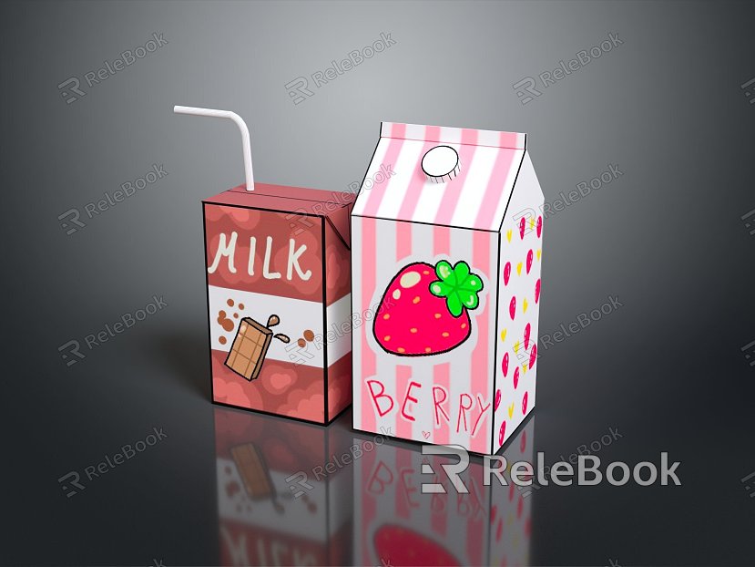 Modern Milk Bright Milk Breakfast Milk Paper Bag Milk model