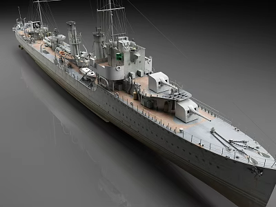 3D Rendering Of A Warship With Detailed Structure 3d model