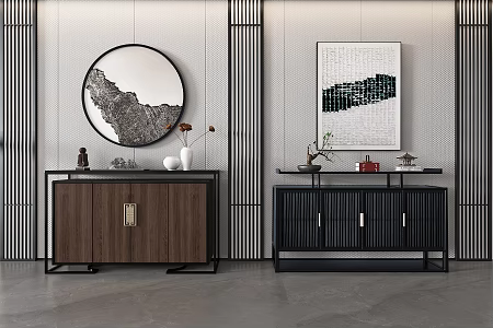 New Chinese Style Entrance Cabinet End View Cabinet Shoe Cabinet Side Cabinet 3d model