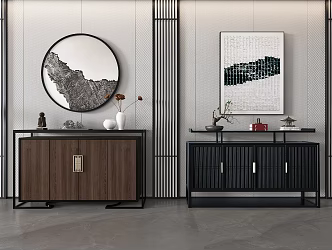 New Chinese Style Entrance Cabinet End View Cabinet Shoe Cabinet Side Cabinet 3d model