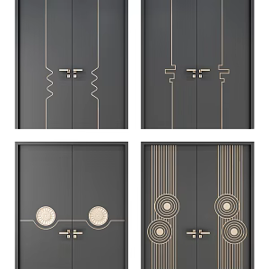 New Chinese Double Door Double Door Combination 3d model