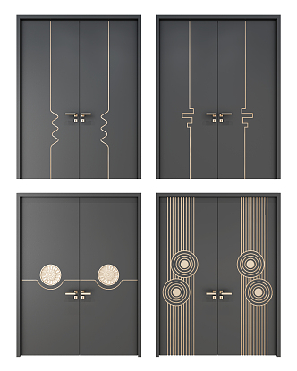 New Chinese Double Door Double Door Combination 3d model