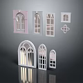 Various Styles Decorative Window Models with Arched Rectangular Designs Pink White Colors and Circular Decor