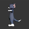 Blue Animated Tom Cat Character With White Paws Angry Expression Arms Outstretched