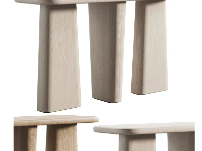 Minimalist Wooden Console Table With Three Column Legs For Modern Interior Decor 3d model
