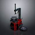 Professional Tire Changer Machine with Red Base Gray Frame and Mounted Wheel 3d model