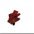 Portable Red Wood Shredder With Yellow Gear Black Wheel And Tilted Discharge Chute