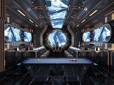 Futuristic KTV Interior With High Tech Lighting And Seating 3d model