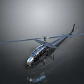 Space Aerospace Helicopter 3D Model With Silver Body Rotor And Reflective Surface