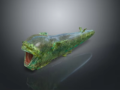 Green Aquatic Crocodile With Open Mouth And Scaly Textured Body 3d model