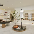 Modern Clothing Store Interior With Open Layout Display Racks And Decorative Plants