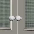 Elegant Cabinet Doors With Woven Texture Panels And Crystal Knobs