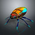 Colorful 3D Rendered Beetle With Shiny Blue Legs And Artistic Design