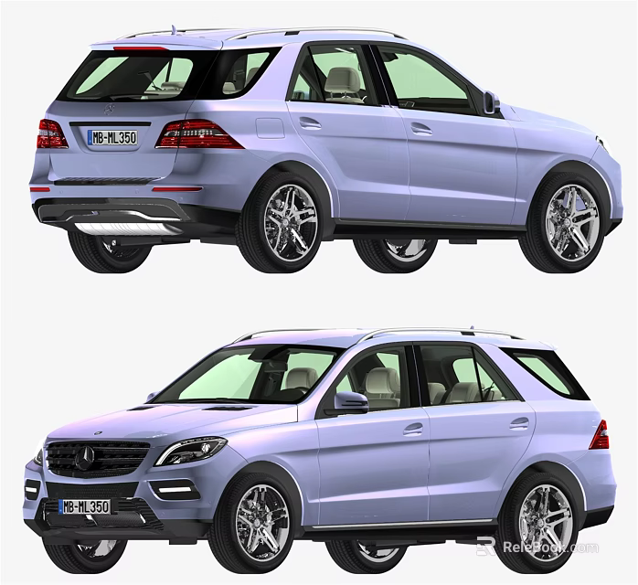Light Blue Luxury SUV With Alloy Wheels Dark Tinted Windows Front And Rear View 3d model 