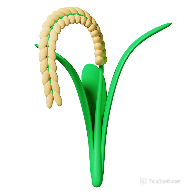 Stylish Decorative Green Plant With Yellow Panicles And Long Leaves Design 3d model 