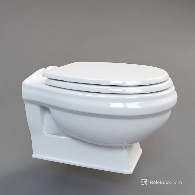 White Modern Ceramic Toilet With Sleek Surface And Closed Lid Design 3d model 