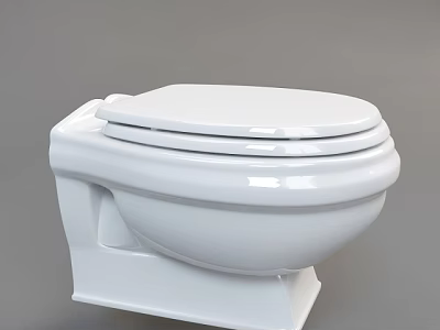 White Modern Ceramic Toilet With Sleek Surface And Closed Lid Design 3d model