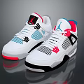 Stylish White Black Red Blue Pink Accent Jordan Inspired Sneakers With Mesh Panels Breathable Structure