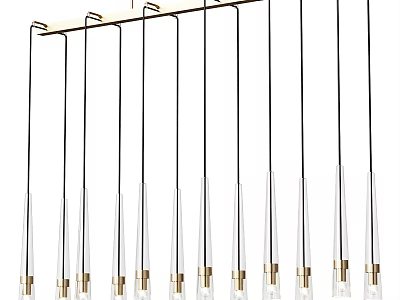 Sleek Modern Chandelier Featuring Multiple Glass Tubes And Gold Accents 3d model