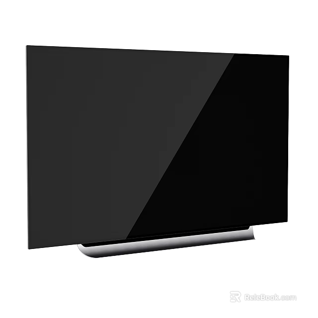 Modern Ultra Slim Black LED TV With Sleek Silver Stand And Clear 3d model 