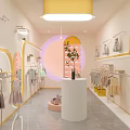 Modern Elegant Clothing Store Interior With Hanging Clothes Decorative Mirrors And Soft Lighting