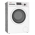 White Haier Front Loading Washing Machine With Modern Design And Control Panel