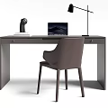 Modern Minimalist Desk And Chair Set With Laptop Table Lamp And Decorative Item