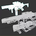 Modern Black Tactical Weapons With Multiple Guns Complex Design And Rail Systems 3d model