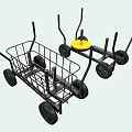 Fitness Sports Equipment Featuring Metal Frame Cart And Yellow Training Disc With Wheels