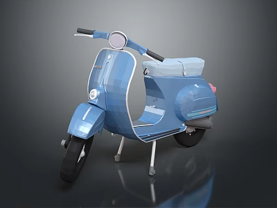 Vintage Blue Scooter Motorcycle With Round Dashboard And Glossy Body Design 3d model