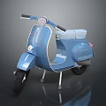 Vintage Blue Scooter Motorcycle With Round Dashboard And Glossy Body Design